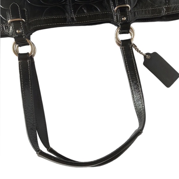 Coach Gallery Black Signature Embossed Patent Leather North/South Tote F19818 - Picture 10 of 16